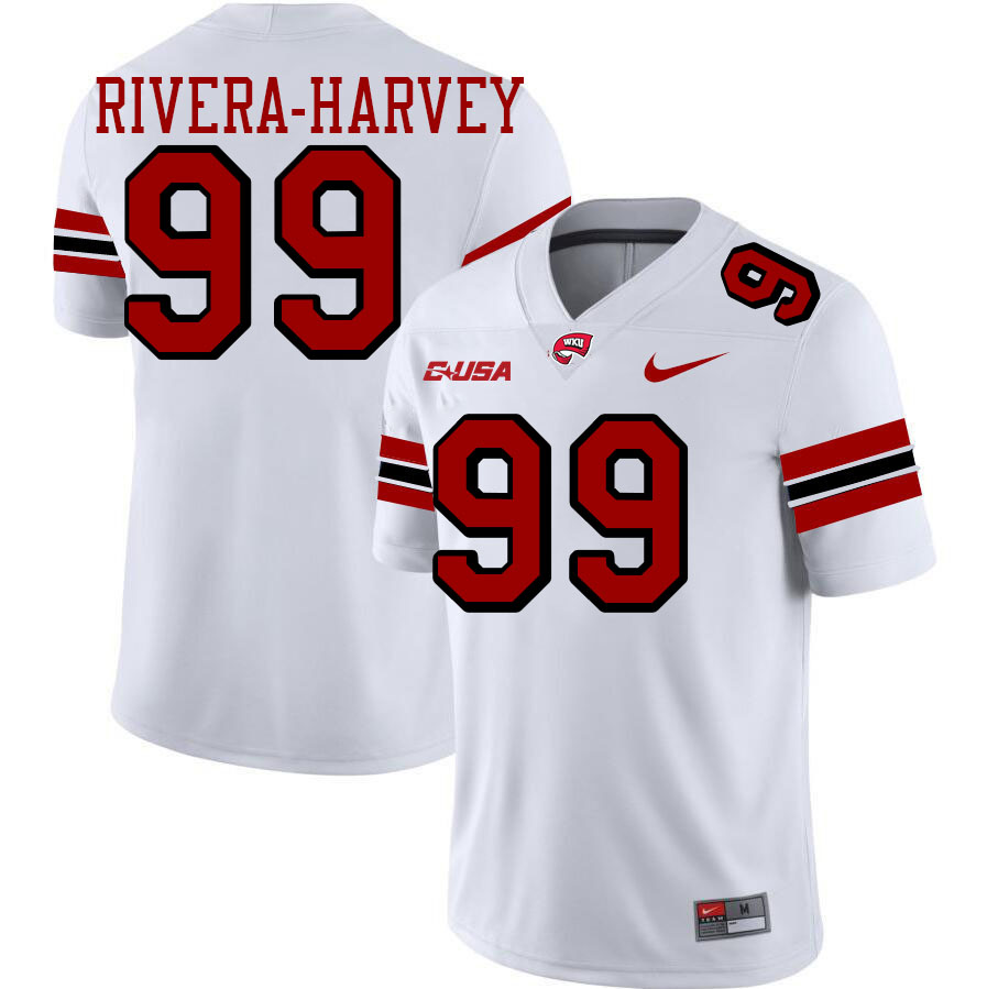 Western Kentucky Hilltoppers #99 Jalil Rivera-Harvey College Football Jerseys Stitched-White